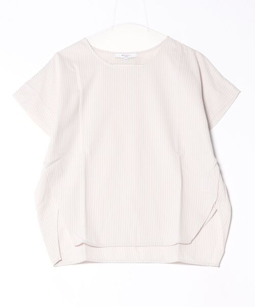 m.f.editorial（エムエフエディトリアル）の「【フレンチスリーブ】m.f.エディトリアル レディース ストライプ クルーネック プルオーバー（Tシャツ/カットソー・レディース・ベージュ/ブルー・MEDIUM/LARGE）」の7枚目の写真