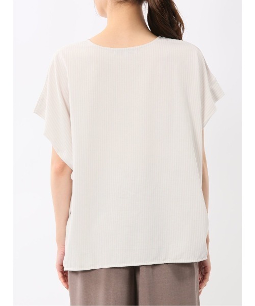 m.f.editorial（エムエフエディトリアル）の「【フレンチスリーブ】m.f.エディトリアル レディース ストライプ クルーネック プルオーバー（Tシャツ/カットソー・レディース・ベージュ/ブルー・MEDIUM/LARGE）」の10枚目の写真