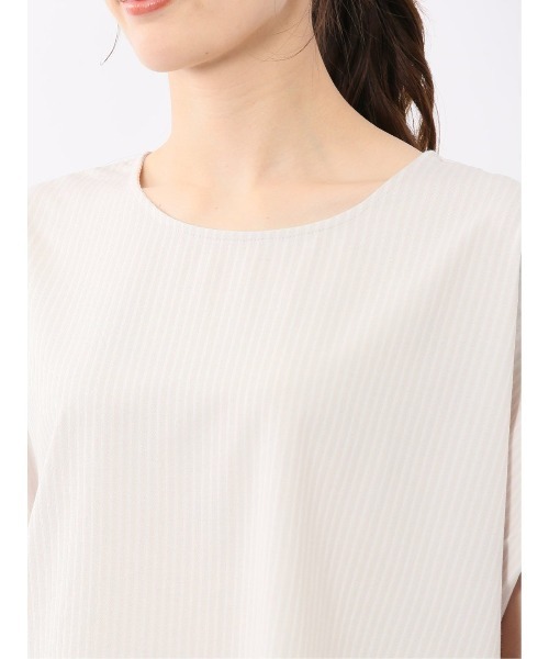 m.f.editorial（エムエフエディトリアル）の「【フレンチスリーブ】m.f.エディトリアル レディース ストライプ クルーネック プルオーバー（Tシャツ/カットソー・レディース・ベージュ/ブルー・MEDIUM/LARGE）」の11枚目の写真