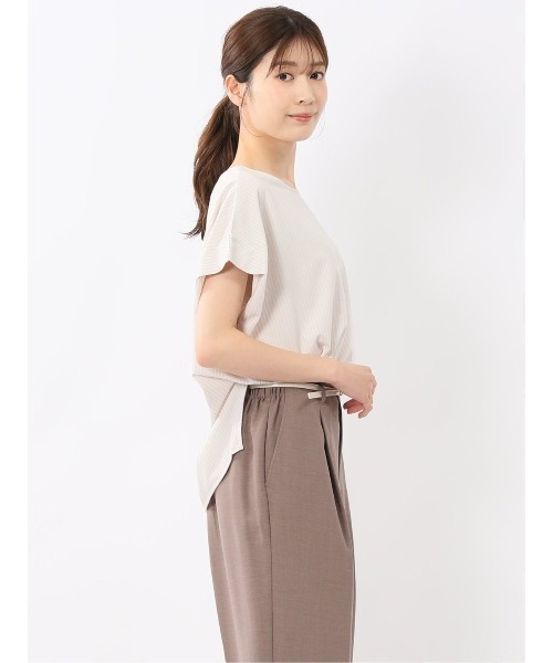 m.f.editorial（エムエフエディトリアル）の「【フレンチスリーブ】m.f.エディトリアル レディース ストライプ クルーネック プルオーバー（Tシャツ/カットソー・レディース・ベージュ/ブルー・MEDIUM/LARGE）」の16枚目の写真