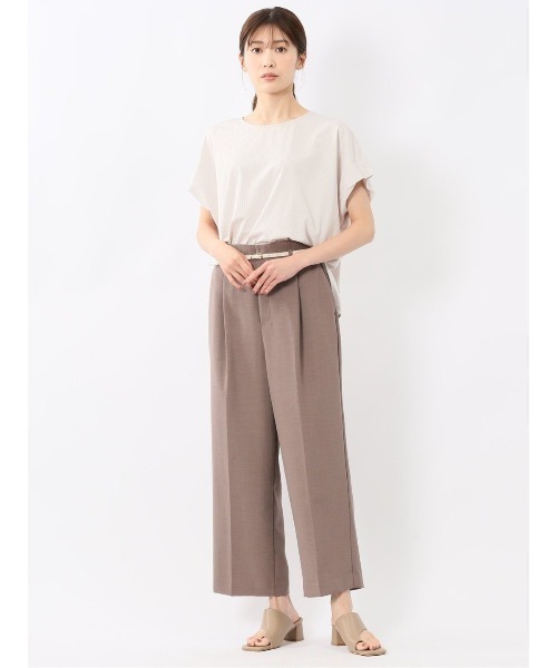 m.f.editorial（エムエフエディトリアル）の「【フレンチスリーブ】m.f.エディトリアル レディース ストライプ クルーネック プルオーバー（Tシャツ/カットソー・レディース・ベージュ/ブルー・MEDIUM/LARGE）」の17枚目の写真