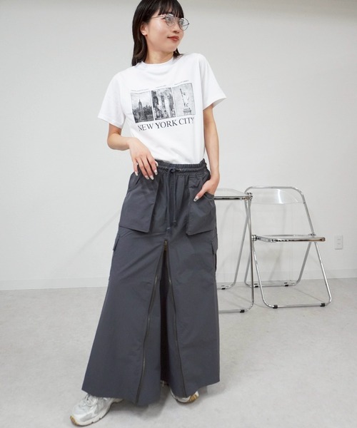 gossara(ゴサラ)の「前ZIPロングスカート(スカート・レディース・ブラック/カーキ/チャコール・MEDIUM)」の4枚目の写真
