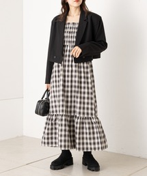 chico チコ チェック セットアップ ワンピース ブラック Chico（チコ）の「サイド開きキャミワンピース（ワンピース