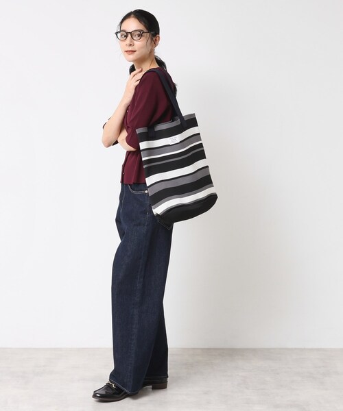 Dessin(デッサン)の「【マシンウォッシャブル・A4収納可】ランダムボーダーニットBAG(トートバッグ・レディース・ピンク系その他/ブラック系2/ネイビー系2・00)」の5枚目の写真