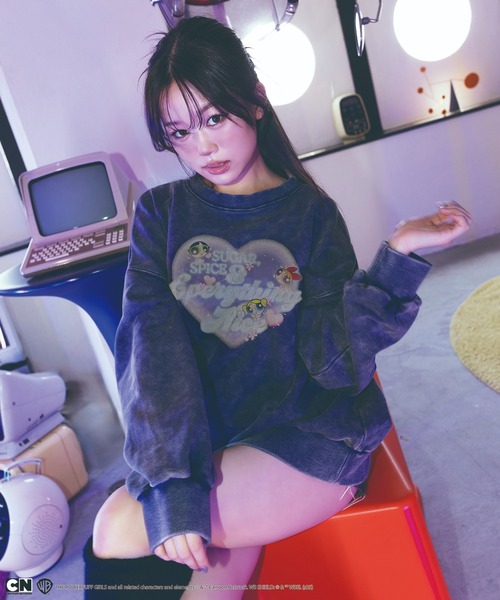 4GEEKS BY SPIRALGIRL(フォーギークスバイスパイラルガール)の「【THE POWERPUFF GIRLS】ピグメントフロントデザインプルオーバー(スウェット・レディース・ブルー・FREE)」の15枚目の写真