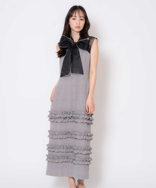 NOELA（ノエラ）の「チェックフリルジャンスカ（ワンピース・レディース・ブラウン/グレー・M/S）」の2枚目の写真