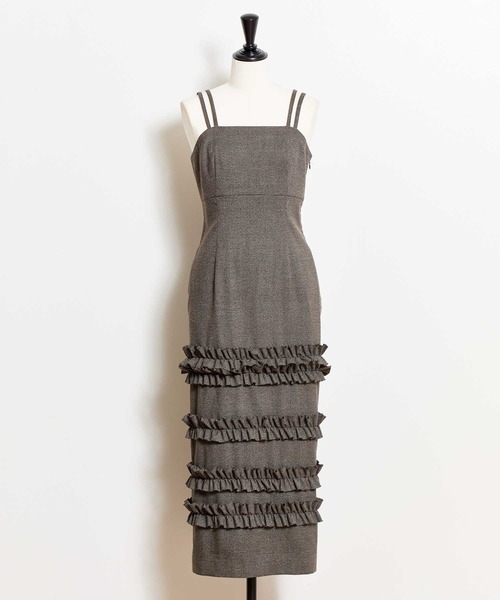 NOELA（ノエラ）の「チェックフリルジャンスカ（ワンピース・レディース・ブラウン/グレー・M/S）」の3枚目の写真