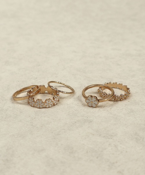 ゴールド フラワーデザインリング セール】フラワーデザイン リング 5セット（リング）｜CEMONEMO