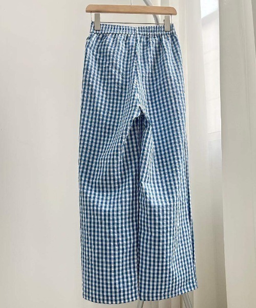 maison de LATIR(メゾンドラティール)の「ナチュラルなギンガムチェックの夏服。ラフで可愛いイージーパンツ(その他パンツ・レディース・ブルー/ブラック/ライトブルー・FREE)」の13枚目の写真