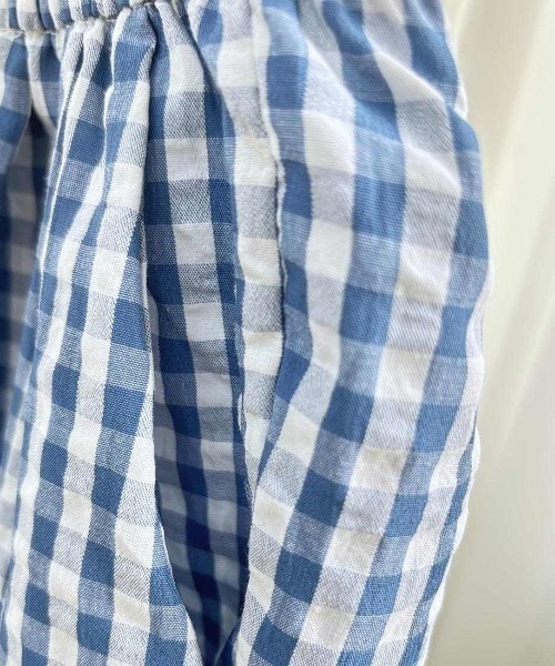 maison de LATIR(メゾンドラティール)の「ナチュラルなギンガムチェックの夏服。ラフで可愛いイージーパンツ(その他パンツ・レディース・ブルー/ブラック/ライトブルー・FREE)」の15枚目の写真