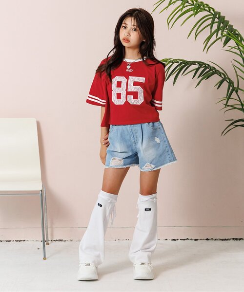 algy(アルジー)の「レースロゴT(Tシャツ/カットソー・キッズ・レッド/ブラック/オフホワイト・XX-SMALL/X-SMALL/MEDIUM/SMALL)」の7枚目の写真