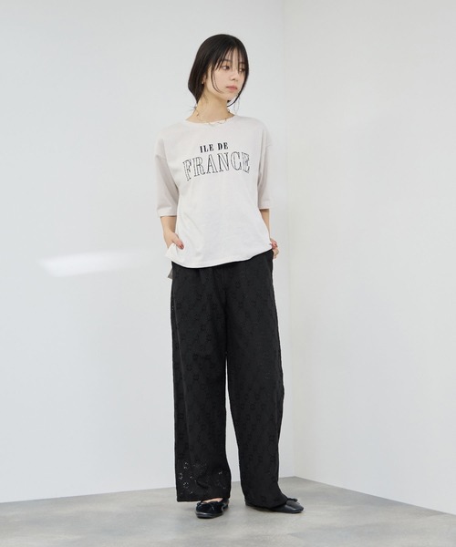 Mac-House(マックハウス)の「Idnes クロシェ編み シアーレースパンツ ウエストゴム リラックスイージーパンツ(その他パンツ・レディース・アイボリー/ブラック・M/L)」の11枚目の写真