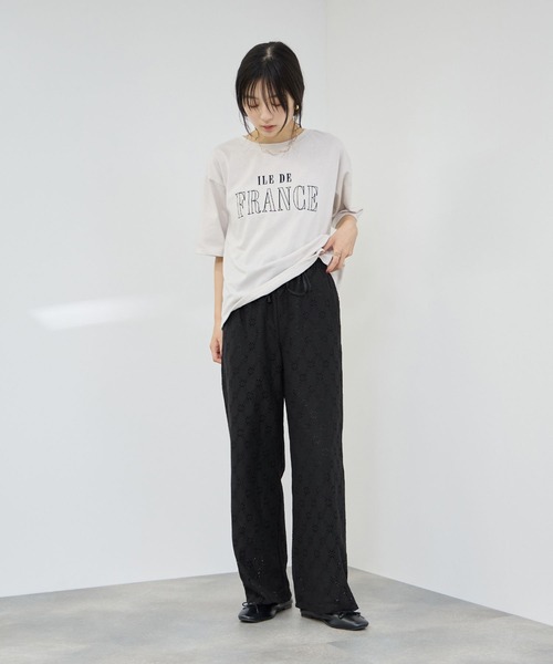 Mac-House(マックハウス)の「Idnes クロシェ編み シアーレースパンツ ウエストゴム リラックスイージーパンツ(その他パンツ・レディース・アイボリー/ブラック・M/L)」の12枚目の写真