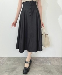 an another angelus | ハイウエストスカラップデニムライクフレアースカート(デニムスカート)