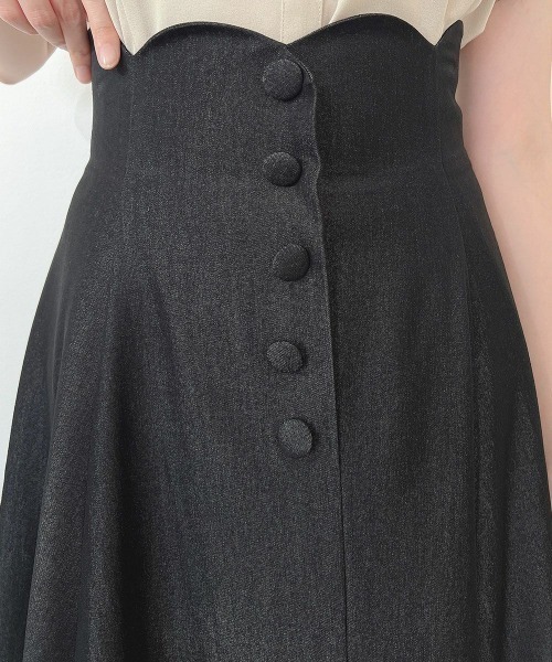 an another angelus（アンアナザーアンジェラス）の「ハイウエストスカラップデニムライクフレアースカート/fint フィント（デニムスカート・レディース・ブラック/インディゴブルー・1/2）」の17枚目の写真