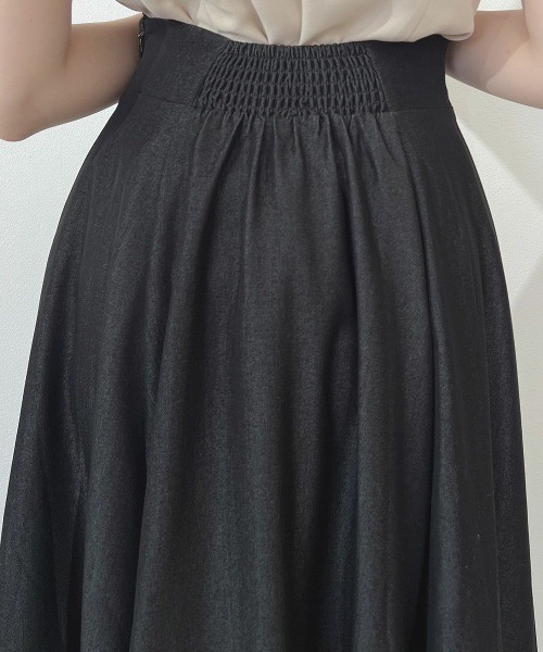 an another angelus（アンアナザーアンジェラス）の「ハイウエストスカラップデニムライクフレアースカート/fint フィント（デニムスカート・レディース・ブラック/インディゴブルー・1/2）」の19枚目の写真