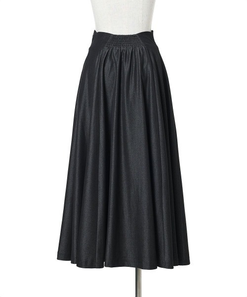 an another angelus（アンアナザーアンジェラス）の「ハイウエストスカラップデニムライクフレアースカート/fint フィント（デニムスカート・レディース・ブラック/インディゴブルー・1/2）」の3枚目の写真