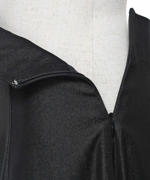 an another angelus（アンアナザーアンジェラス）の「ハイウエストスカラップデニムライクフレアースカート/fint フィント（デニムスカート・レディース・ブラック/インディゴブルー・1/2）」の6枚目の写真