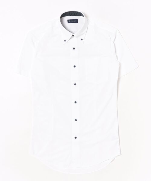 TOKYO SHIRTS(トウキョウシャツ)の「形態安定ノンアイロン ボタンダウン 半袖ストレッチビジネスワイシャツ(ビジネスシャツ・メンズ・ホワイト・首回り43cm/首回り42cm/首回り41cm/首回り39cm/首回り37cm)」の6枚目の写真