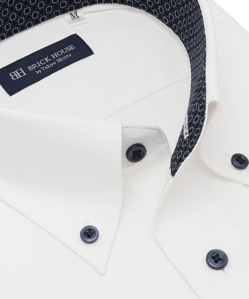 TOKYO SHIRTS(トウキョウシャツ)の「形態安定ノンアイロン ボタンダウン 半袖ストレッチビジネスワイシャツ(ビジネスシャツ・メンズ・ホワイト・首回り43cm/首回り42cm/首回り41cm/首回り39cm/首回り37cm)」の2枚目の写真