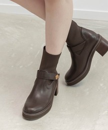 RANDA（ランダ）の「レザーライクニットドッキングブーツ（ブーツ）」