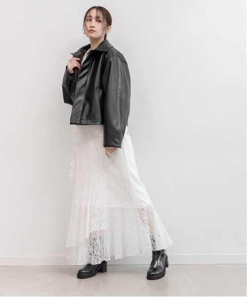 RANDA(ランダ)の「レザーライクニットドッキングブーツ(ブーツ・レディース・ブラック/ダークブラウン・L/S/M/LL)」の11枚目の写真