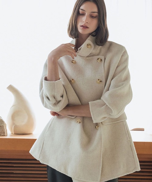 セール】【2025AW】【ウール70％】スタンドカラーコート ウールコート