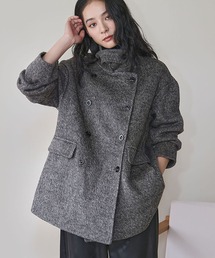 【ウール70%】スタンドカラーコート ウールコート 冬 ミドル丈 ハーフコート