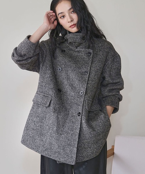 セール】【2025AW】【ウール70％】スタンドカラーコート ウールコート