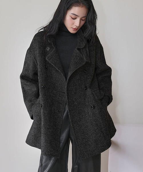 セール】【2025AW】【ウール70％】スタンドカラーコート ウールコート