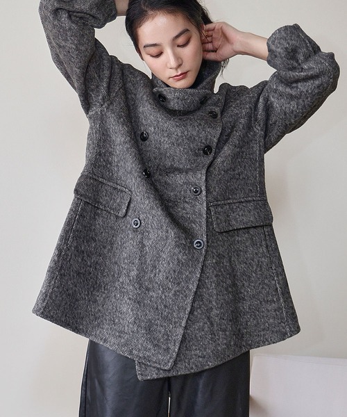 セール】【2025AW】【ウール70％】スタンドカラーコート ウールコート