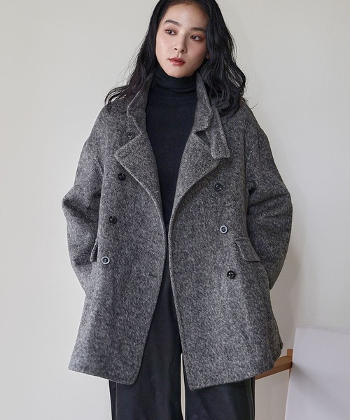 セール】【2025AW】【ウール70％】スタンドカラーコート ウールコート