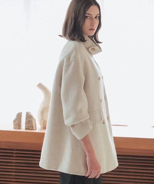 セール】【2025AW】【ウール70％】スタンドカラーコート ウールコート