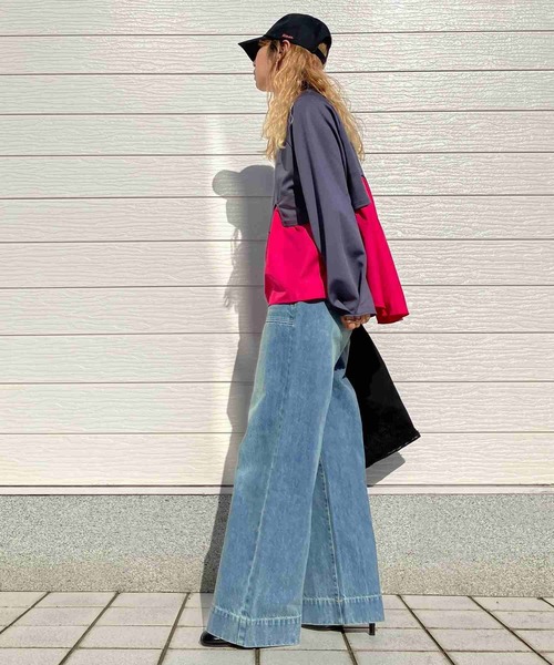 Q（キュー）の「ペプラムドッキングプルオーバー（Tシャツ/カットソー・レディース・チャコールグレー/ベージュ・MEDIUM）」の12枚目の写真