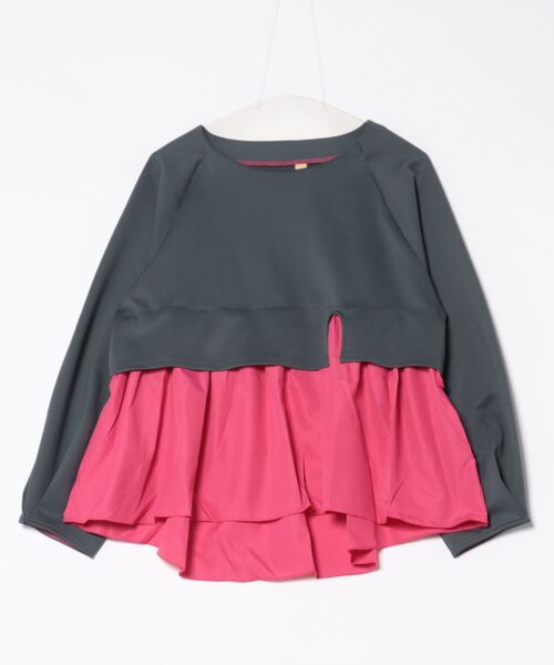 Q（キュー）の「ペプラムドッキングプルオーバー（Tシャツ/カットソー・レディース・チャコールグレー/ベージュ・MEDIUM）」の19枚目の写真