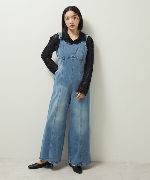 値下げ！soor ploom オーバーオール　デニム セール】・SUGAR SPOON デニムコルセットオールインワン（サロペット