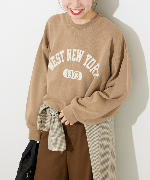 JOURNAL STANDARD relume(ジャーナルスタンダード レリューム)の「ヴィンテージライクカレッジロゴスウェット(スウェット・レディース・ベージュ/ピンク/アイボリー・FREE)」の12枚目の写真