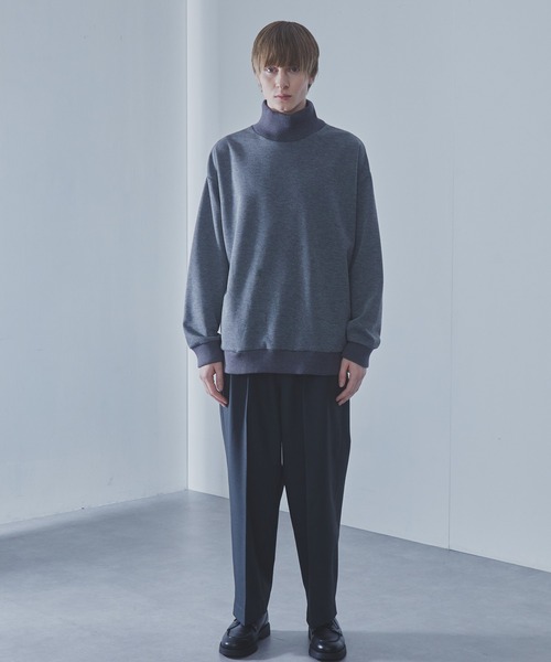 SLICK（スリック）の「【SLICK/スリック】T/R Ponte Knit Ribbed Turtleneck/TRポンチリブタートルネック（Tシャツ/カットソー・メンズ・キナリ/チャコールグレー/ブラック・1/2/3）」の19枚目の写真