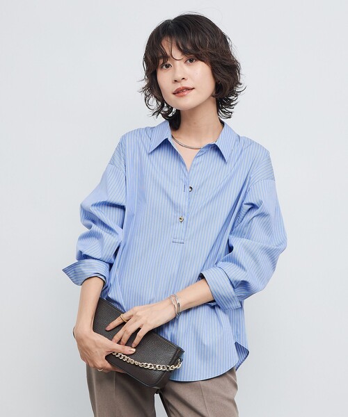 NOLLEY’S Sophi(ノーリーズソフィ)の「ウォッシャブルブロードメタル釦スキッパーシャツ(シャツ/ブラウス・レディース・ブルー系その他/ブラウン系その他/ホワイト系その他2/ホワイト・38)」の20枚目の写真