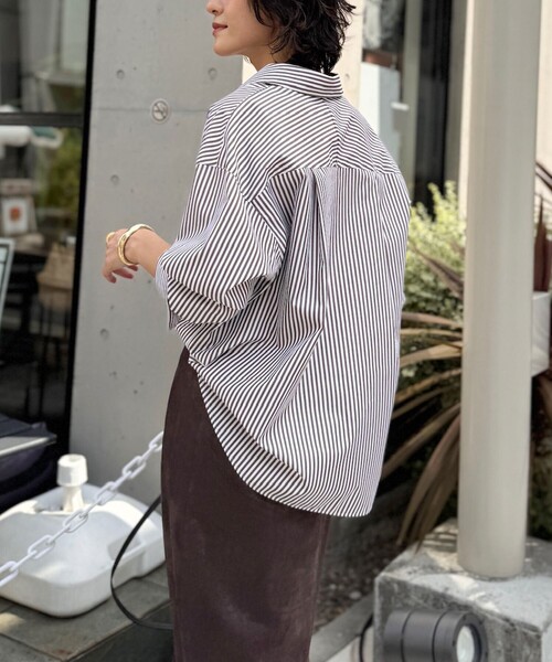 セール】ウォッシャブルブロードメタル釦スキッパーシャツ（シャツ