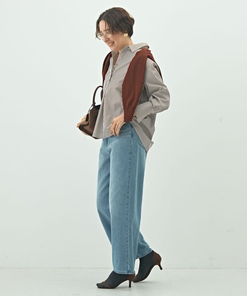 セール】ウォッシャブルブロードメタル釦スキッパーシャツ（シャツ