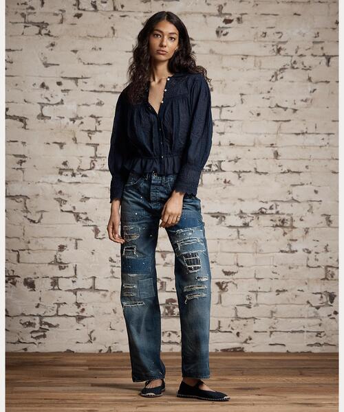 セール】エンブロイダリー コットン ボイル & レース ブラウス（シャツ