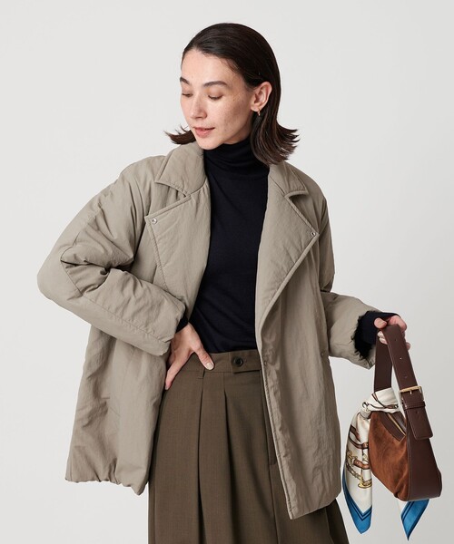 BEAUTY&YOUTH UNITED ARROWS(ビューティーアンドユースユナイテッドアローズ)の「【WEB限定 Wardrobe DAILY MINIMAL】テーラード ナイロンパッファーブルゾン ウォッシャブル(ブルゾン・レディース・モカ/ブラック・FREE)」の18枚目の写真