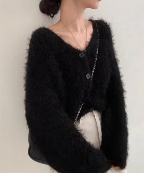 WESTSEA（ウエストシー）の「ショート丈 ふわふわ もこもこ シャギーカーディガン（カーディガン/ボレロ・レディース・ピンク/グレー/ホワイト/ブラック・FREE）」の7枚目の写真