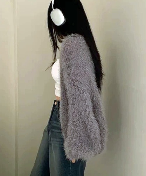 WESTSEA（ウエストシー）の「ショート丈 ふわふわ もこもこ シャギーカーディガン（カーディガン/ボレロ・レディース・ピンク/グレー/ホワイト/ブラック・FREE）」の16枚目の写真