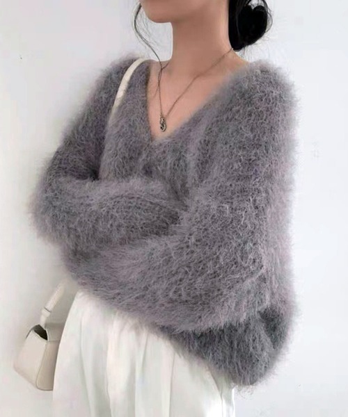 WESTSEA（ウエストシー）の「ショート丈 ふわふわ もこもこ シャギーカーディガン（カーディガン/ボレロ・レディース・ピンク/グレー/ホワイト/ブラック・FREE）」の20枚目の写真