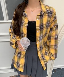 チェック」に該当するシャツ/ブラウス（イエロー/黄色系）ファッション