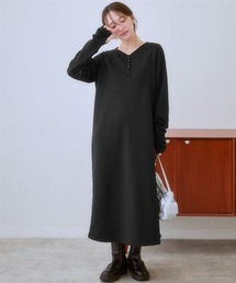 nissen | ヘンリーネック指穴付カットソーワンピース(毛玉が出来にくい)＜大きいサイズ有＞(ワンピース)
