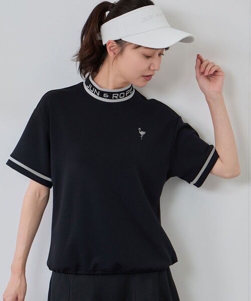 JUN&ROPE'（ジュンアンドロペ）の「【セットアップ対応】ダンボールニット5分袖配色プルオーバー（Tシャツ/カットソー・レディース・ブラック/オリーブ/ダークブラウン・L/S/M）」の6枚目の写真