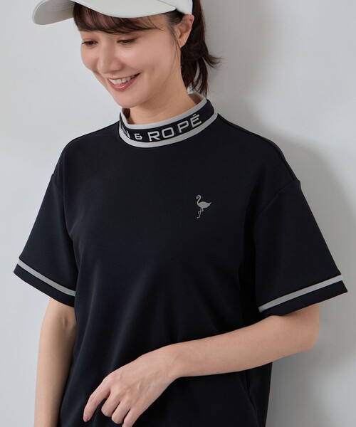 JUN&ROPE'（ジュンアンドロペ）の「【セットアップ対応】ダンボールニット5分袖配色プルオーバー（Tシャツ/カットソー・レディース・ブラック/オリーブ/ダークブラウン・L/S/M）」の7枚目の写真